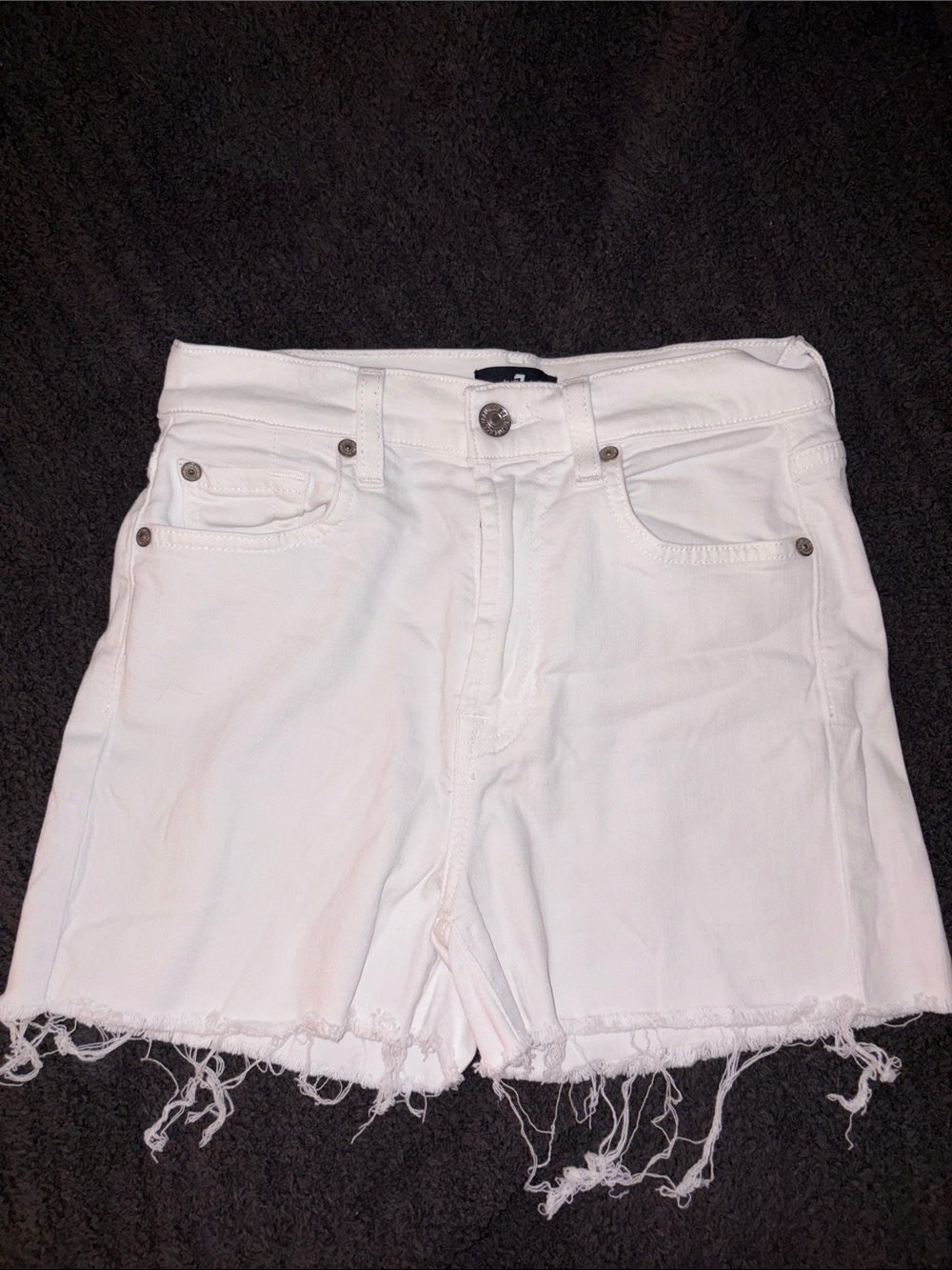 7 for All Man Kind White Denim Shorts Size 25